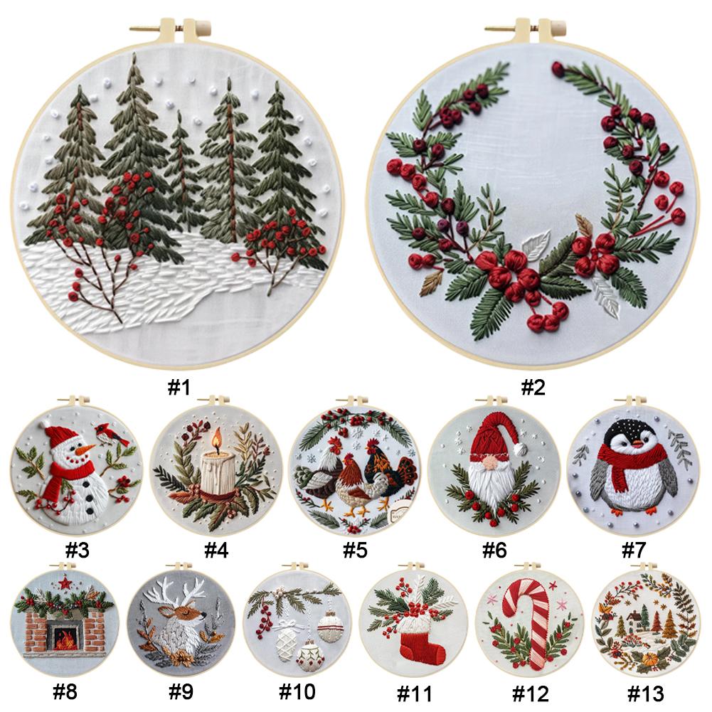Winter Cotton Stamped Embroidery Cross Stitch DIY Starter Needlepoint Kit25x25cm