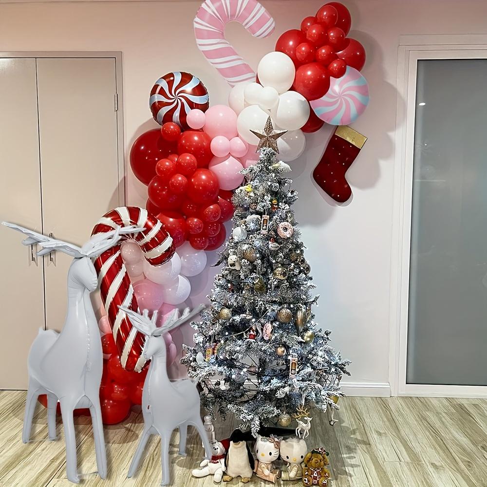 2-Pack Christmas Reindeer Foil Balloons, One Large and One Small White Reindeer, Suitable for Christmas Parties, Themed Birthday Party Supplies