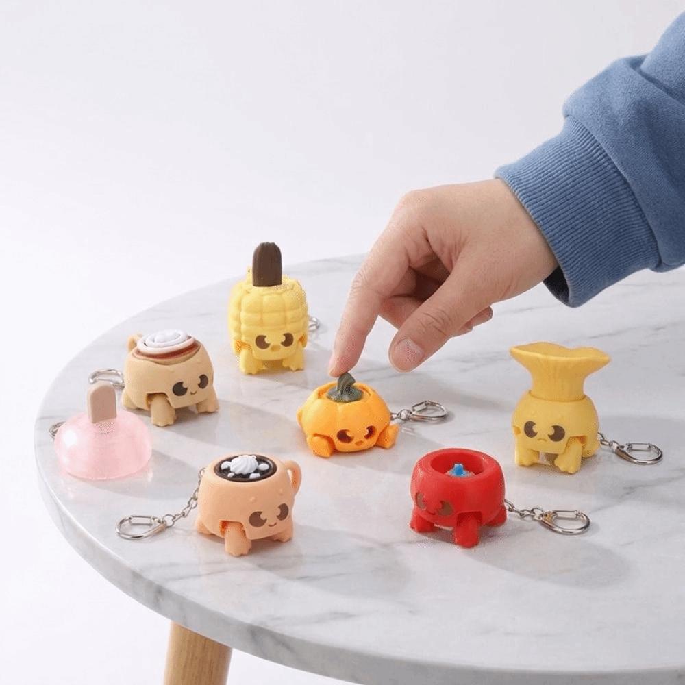 Simulation Cartoon Fidget Keychain 3D Printed Button Press Click Keyring Backpack Pendant
