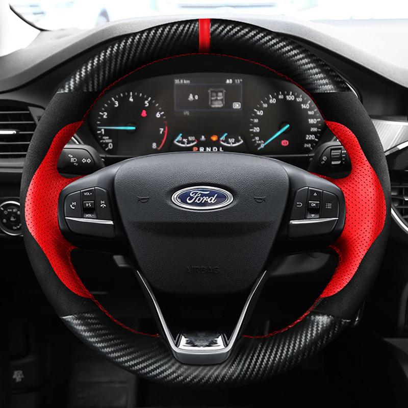 DIY Car Steering Wheel Cover 100% Fit For Ford Focus 4 Fiesta 17-19 Tourneo 2018 New Focus Car Accessories
