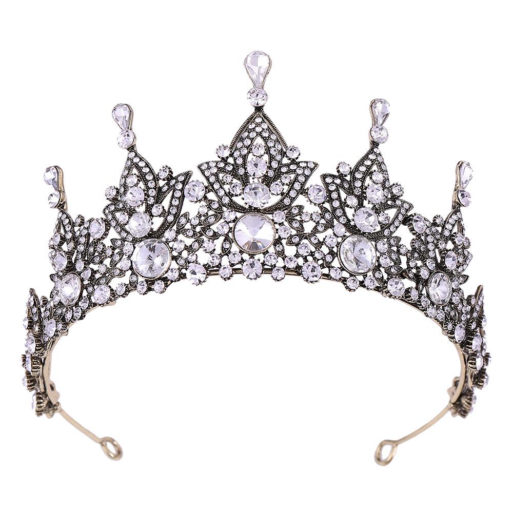 New Baroque Ancient Green Retro High-end Bridal Crown Bridal Boutique Headwear Crystal Wedding Headwear