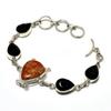 Maligano Jasper Black Spinel Gemstone 925 Silver Plated Bracelet 6-8"