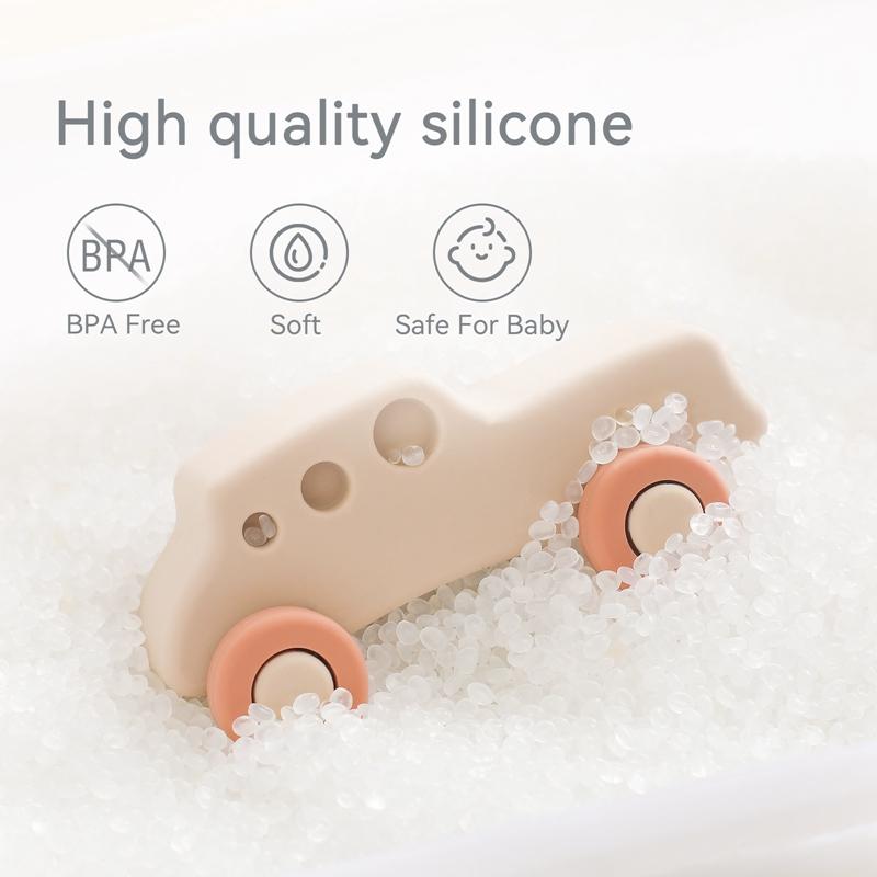 Игрушки-погрызушки для малышей Силиконовые машинки Детская каталка Без Бисфенола А Модель самолета из силикона Декор для детской комнаты Подарок для малыша