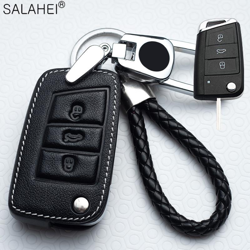 YCGG5 Car Key Case For VW Volkswagen Polo Golf 4 5 6 7 T5 Passat B6 B5 B8 Magotan For Skoda Octavia A5 A7 Kodiaq Seat Leon Ibiza Ateca