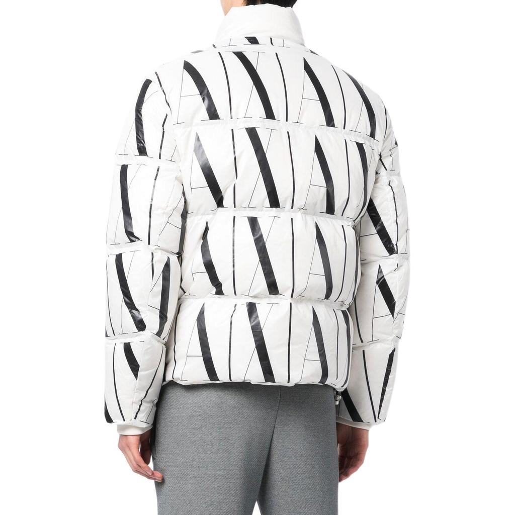 Armani Exchange FW22 Принт с логотипом-буквой Молния Воротник-стойка Приталенный Обычный Длинный рукав Пуховик Мужская верхняя одежда Белый 8NZBP8-ZNULZ-21BE