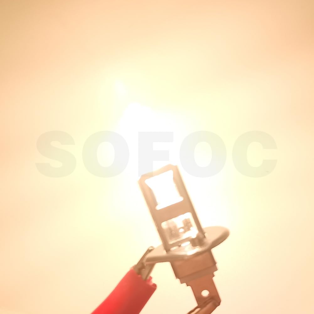 SOFOC Суперяркие автомобильные противотуманные фары H1, фары, лампа дальнего/ближнего света, 100 Вт, желтый, 3000K, комплект из 2 шт.