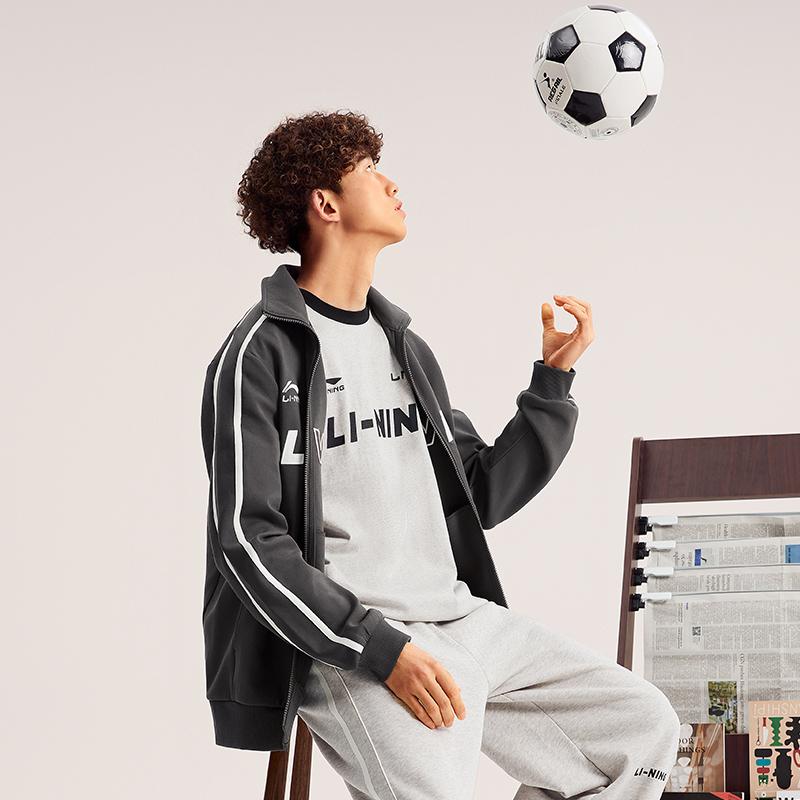 Li Ning Коллекция спортивной моды Куртки и пальто Мужские Обсидианово-серый AWDU775-6