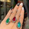 Модные серьги из серебра S925 с изумрудом и красным корундом, пересекающие границу