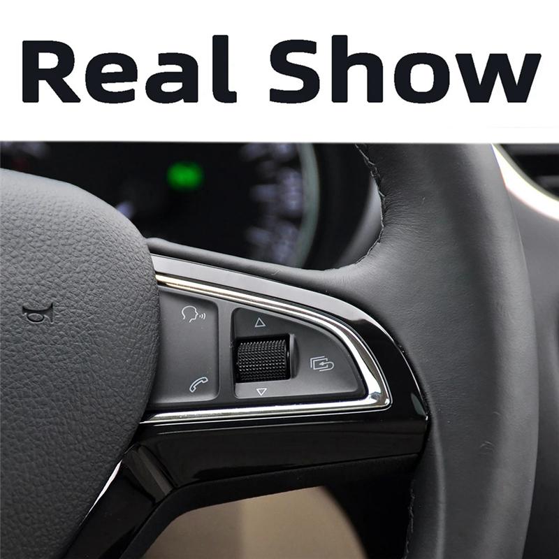 Powerful 2PCS Car Steering Wheel Switch Multifunction Button Cover Trim For Skoda Octavia 3 A7 Superb 3V Fabia Mk3 Kodiaq