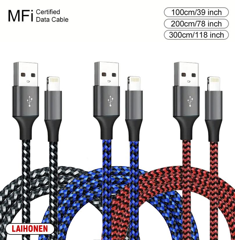 Кабель USB A - Lightning 1M 2M 3M, сертифицированный MFi, для 14 13 12 11 X XR Pro Max, кабель для быстрой зарядки, зарядное устройство, провод для передачи данных