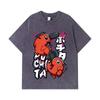 275 GSM Washed T-shirts 100% Cotton Chainsaw Man V37 Pochita Print Unisex Heavy Cotton T Shirt