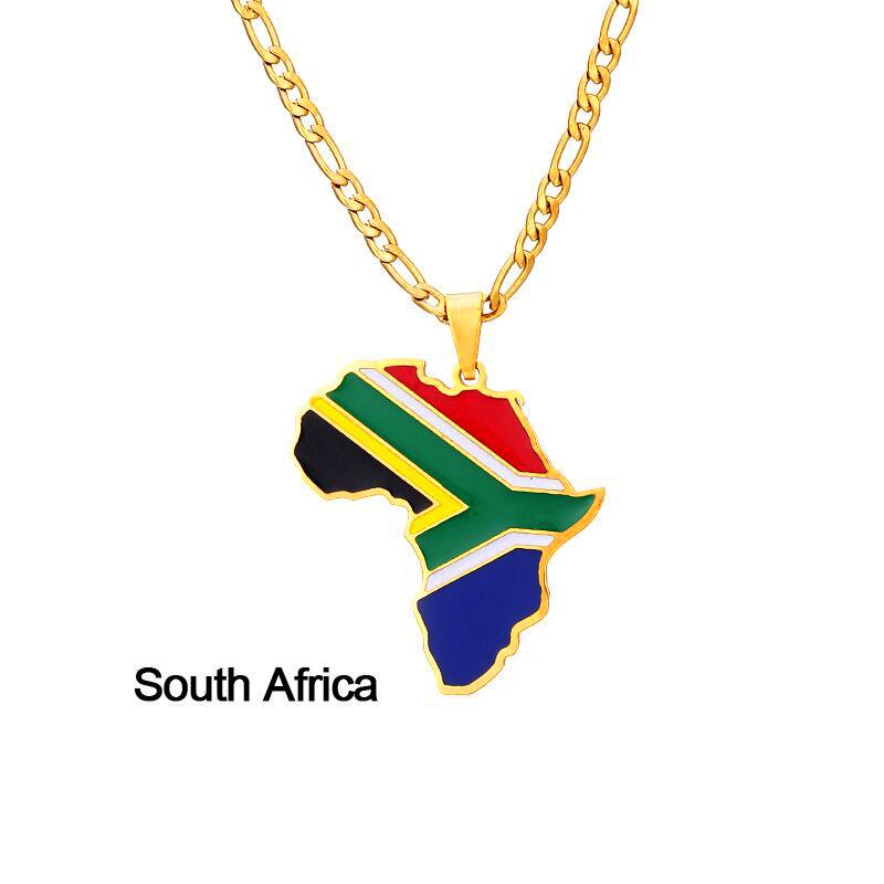 Африканская карта Хип-хоп Ожерелье из нержавеющей стали: Нигерия, Сомали, Ангола Дизайн