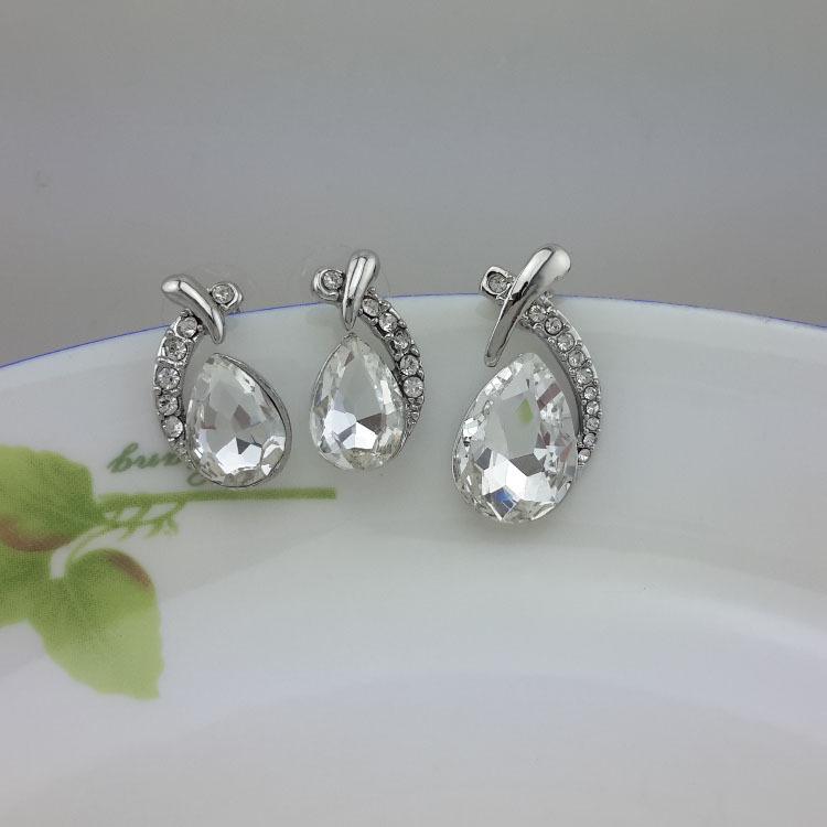 Korean Teardrop Fish Mermaid Crystal Stud Earrings
