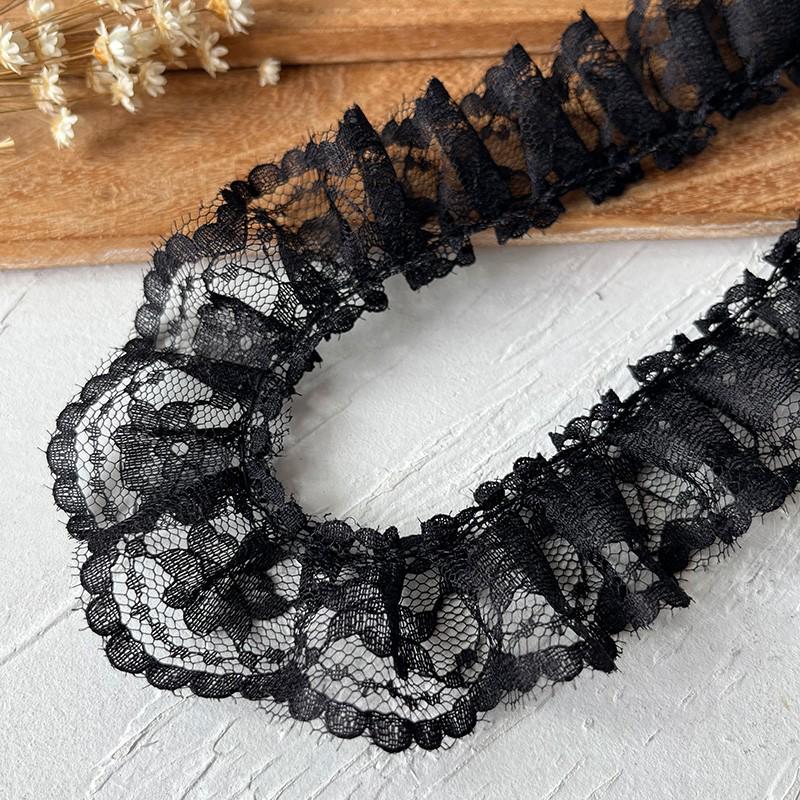 Черная кружевная органза для самостоятельного изготовления одежды и аксессуаров - украшение горловины и подола юбки