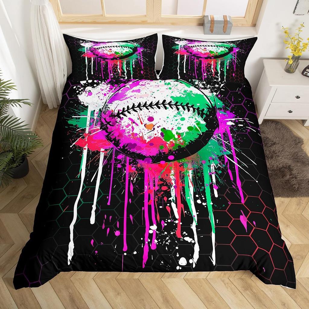 Пододеяльник для хоккейного стадиона, Постельный комплект для хоккея с шайбой, Чехол для одеяла с граффити хоккеиста, Зимнее мероприятие по командным видам спорта, Чехол для одеяла