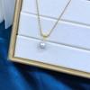 P1540 9-10mm DIY Natural  Freshwater Pearl Charm Pendant Necklace Accessory 925 Sterling Silver Jewelry for Women Without Chain