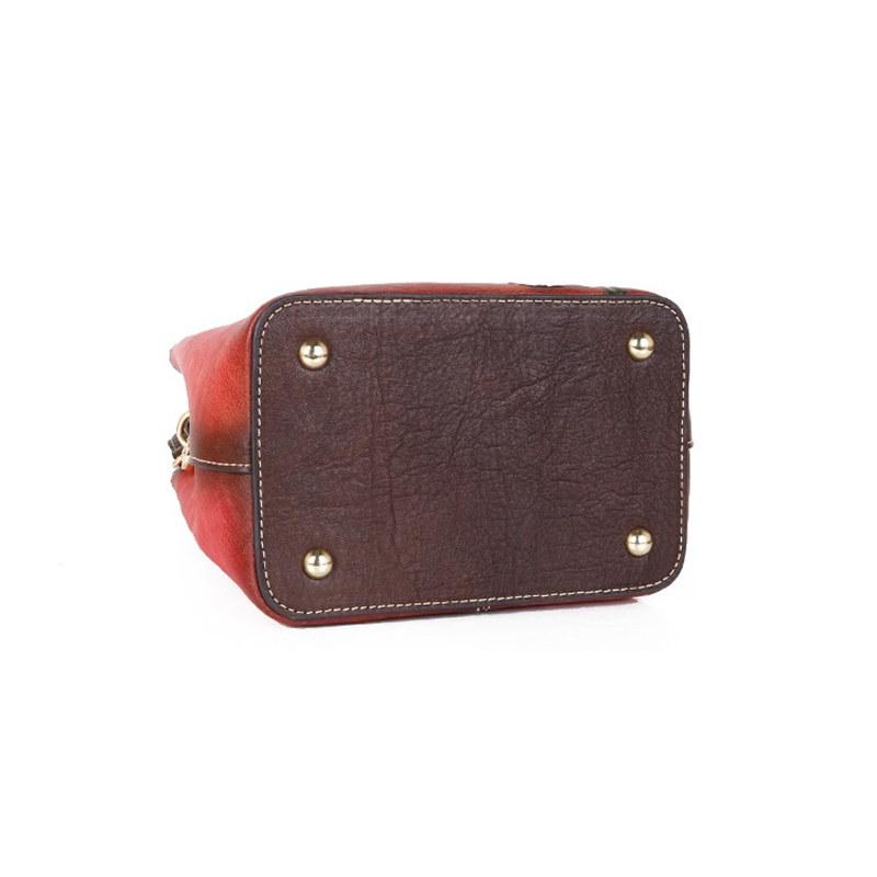 Vintage Flower Embossing Mini Shoulder Bags for Women Fashion Crossbody Bag Genuine Leather Bucket Bag Phone Bags Purse GZW