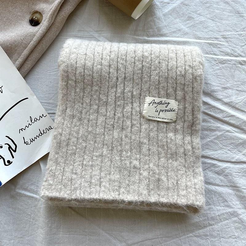 Korean Style Knitted Student Scarf Women's Wool Blended Wool Autumn and Winter Fashionable Warm Christmas Red Scarf for Men