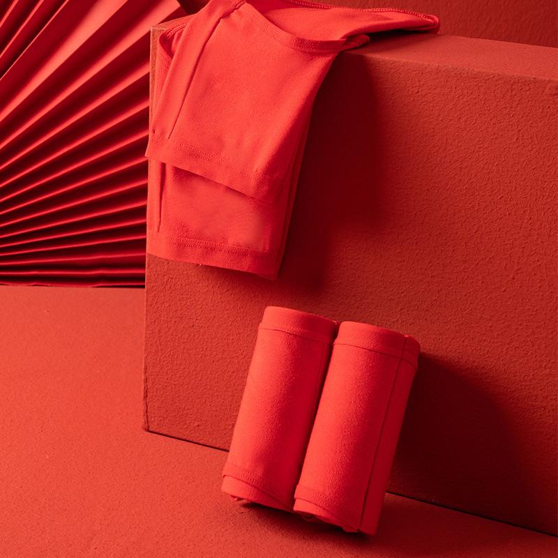 4Pcs Women's Panties Luck Red Underwear Cute Bow Girls Breathbale Cotton Briefs Size M-XXL