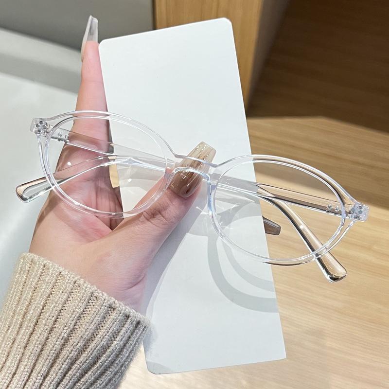 Корейские Ретро Овальные Очки с Защитой от Синего Света Женские Мужские Модные Трендовые Простые Очки Декоративные Очки