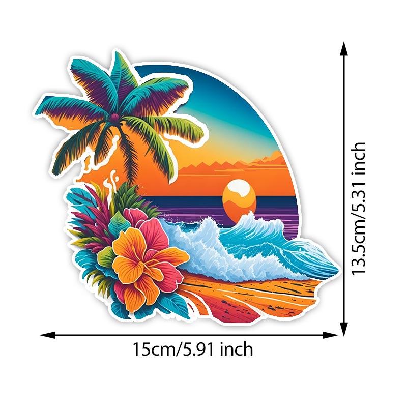 Hawaiian Beach Car Stickers Waterproof Vinyl Decals Auto Body Window Bumper Decor Motorcycle Helmet Stickers TM132