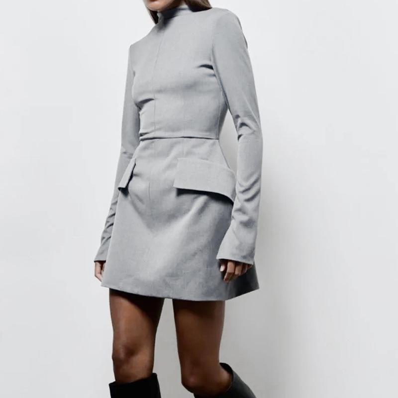 Осенняя мода, сексуальная юбка на бедрах, элегантное элегантное облегающее платье с длинными рукавами, женское платье