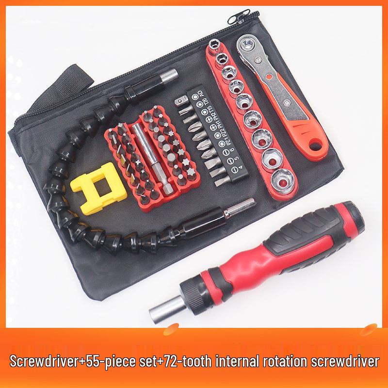 36-Tooth Ratchet Screwdriver and Bit Socket Set with L-Shaped Wrench for Household Repairs