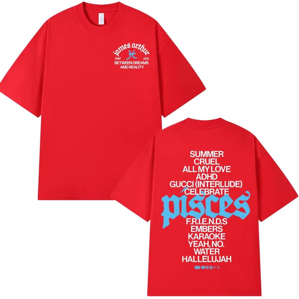 James Arthur The Pisces World Tour Printed TShirt Men Women Fashion Shortsleeved Casual pure Cotton Tshirt Harajuku Top