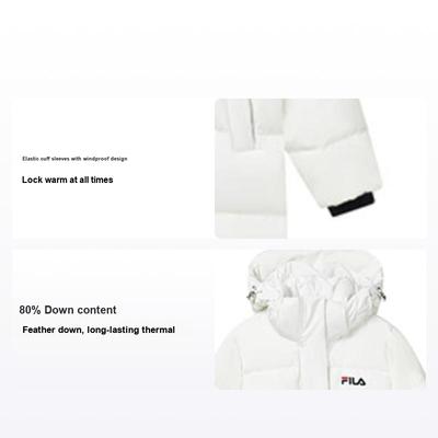 Женская спортивная куртка-пуховик средней длины с капюшоном, теплая, с принтом логотипа, верхняя одежда, белая F61W148956FWT