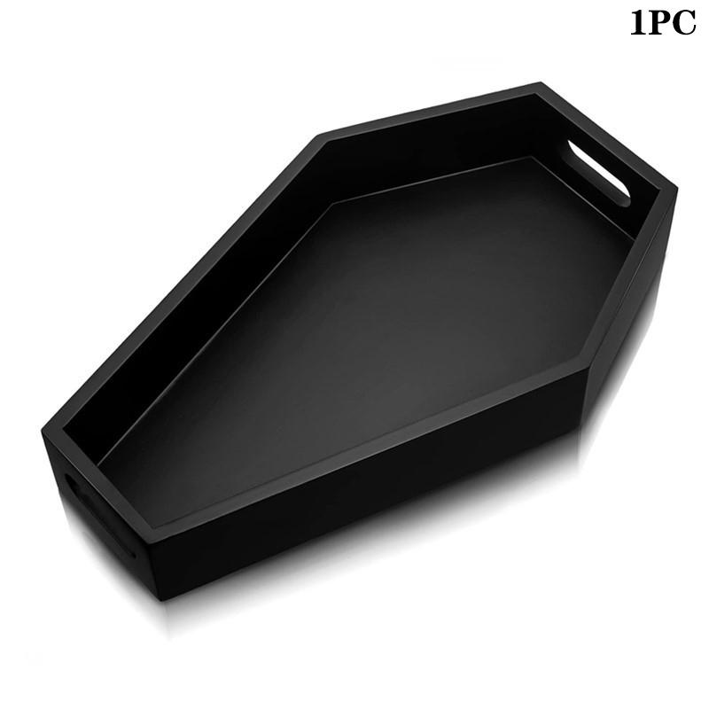 Coffin Shape Black Tray Storage Box Gothic Home Wood Tray Halloween Decoration Birthday Christmasthanksgiving Day Present Gift