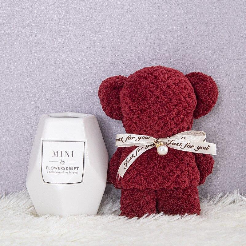 1 шт., милое коралловое бархатное полотенце с изображением медведя, квадратное полотенце для праздника, дня рождения, свадьбы, дня Святого Валентина, сувенир, подарок, бытовая тряпка для мытья посуды