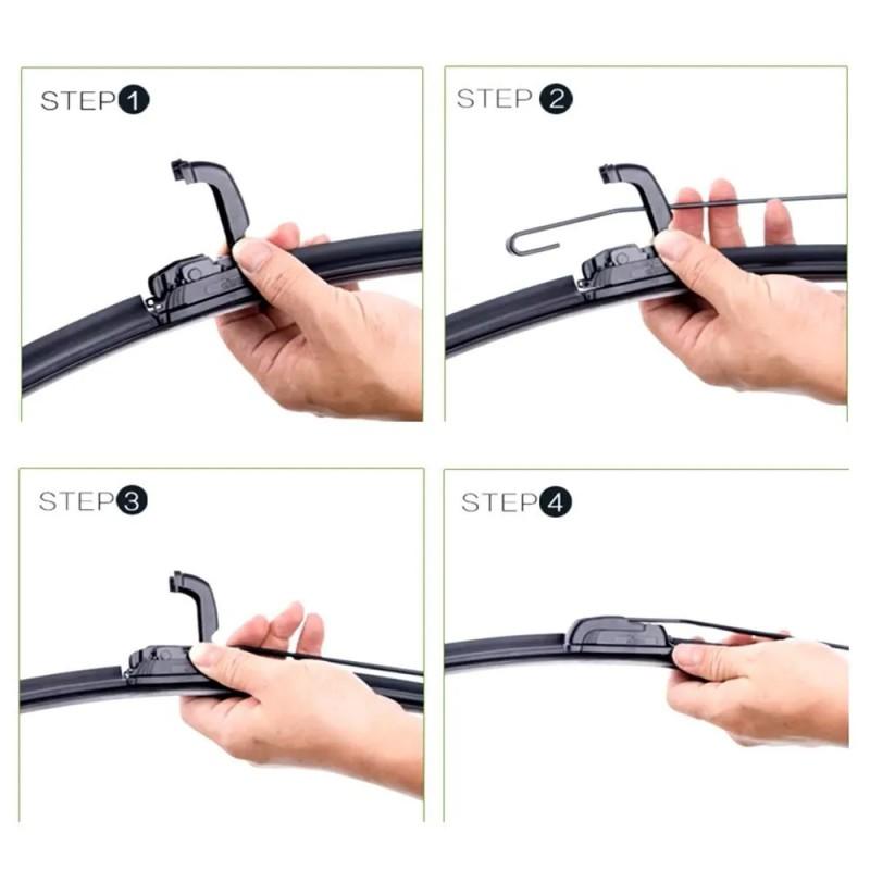 24"+16"+11" Front & Rear Frameless Wiper Blades for Kia Rio 4 2017-2023, Kia Stonic, Hyundai i20 Mk3, Hyundai Accent, Kia Picanto Mk3