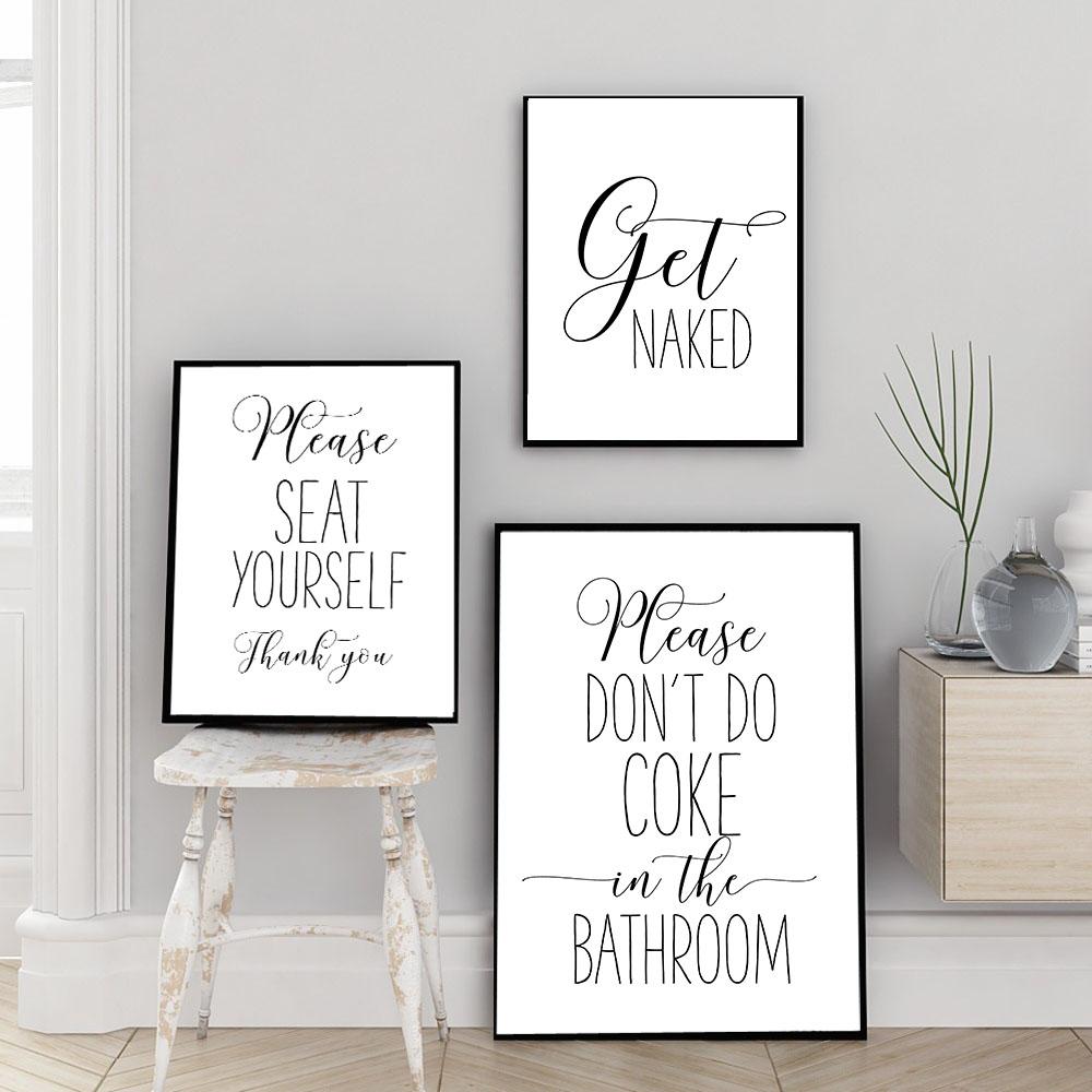 Funny Bathroom Sign Canvas Poster Wall Art Prints Get Naked Please Seat Yourself Flush It Real Good Toilet Signs Bathroom Decor