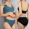 Cotton Underwear Suit Low-waist Briefs Backless Bralette Lingerie Women Seamless Bra Panty Set