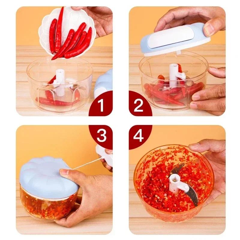 Кухонный гаджет Мини-чеснокорезка Ручная дробилка для лука и чеснока Многофункциональная мясорубка для чеснока Вспомогательная пищевая машина