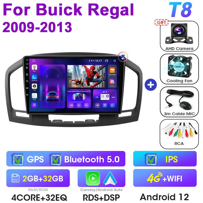 2 Din Android 12 автомобильный радиоприемник для Buick Regal для Opel Insignia 2009 - 2013 мультимедийный видеоплеер GPS 4G Carplay Auto Stereo DVD