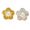 Alloy Pearls Button With Peach Flower Clasps For Craft Sewing Accessories