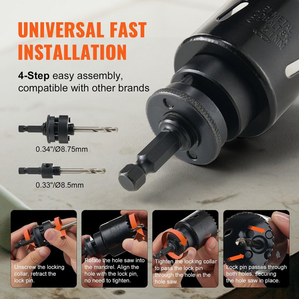Hole Saw Kit, 18 PCS Saw Blades, 6 Drill Bits, 1 Hex Wrench, Bi Metal M42 Hole Saw Set with Carrying Case, General Purpose Size from 3/4" to 4-1/2",
