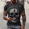 Летний топ с круглым вырезом и 3D-принтом черепа, модная повседневная мужская футболка с коротким рукавом