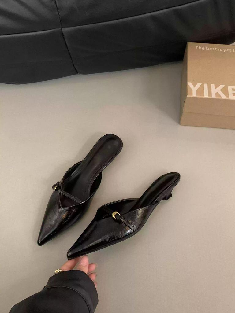 Pointed Toe Slippers Women's Summer Wear a Pedal Muller Cool Slippers Lazy Cat and Sandals Stiletto Toe Slippers