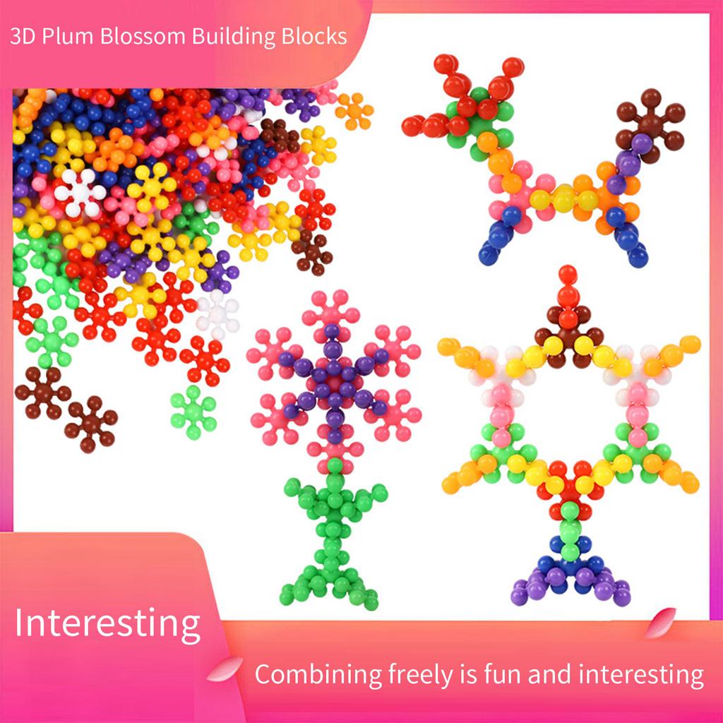 300/600pcs Of Plum Blossom Building Blocks 3d Rotating Snowflake Slices Splicing Diy Toy Best Birthday Christmas Gifts For Kids