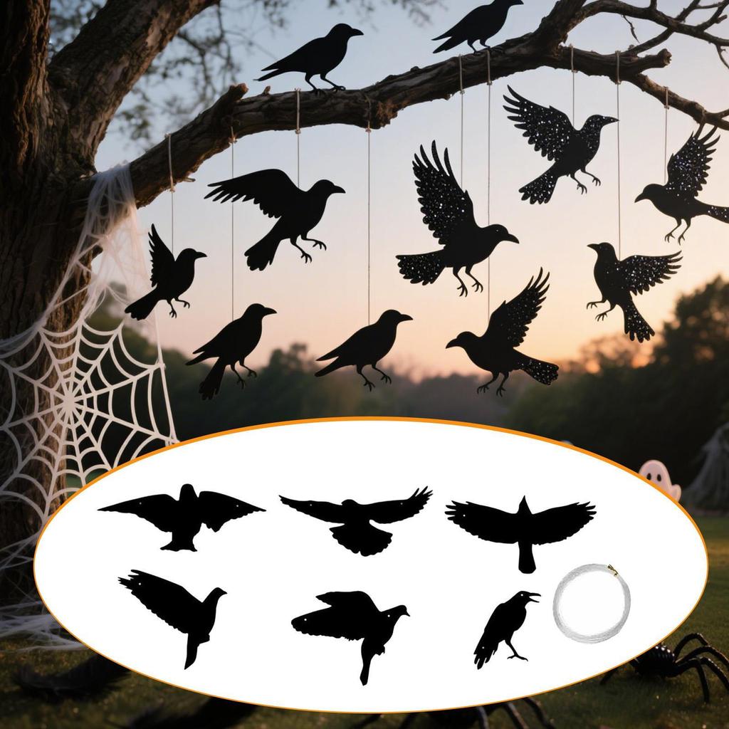 Black Crow Bird Raven Halloween Decoration for Tree Room Home Wedding