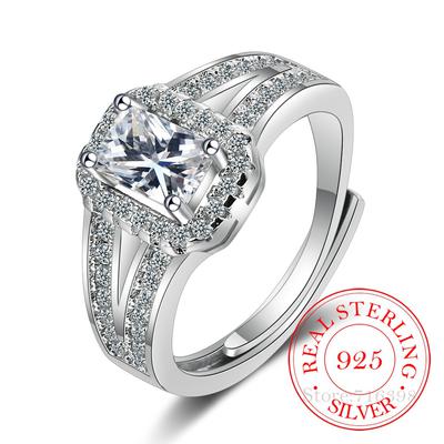 Кольцо Promise Sterling Silver 925 пробы, классическое обручальное кольцо AAA+ с кубическим кристаллом для женщин, ювелирные изделия для подружек невесты, подвески, бижутерия для принцессы