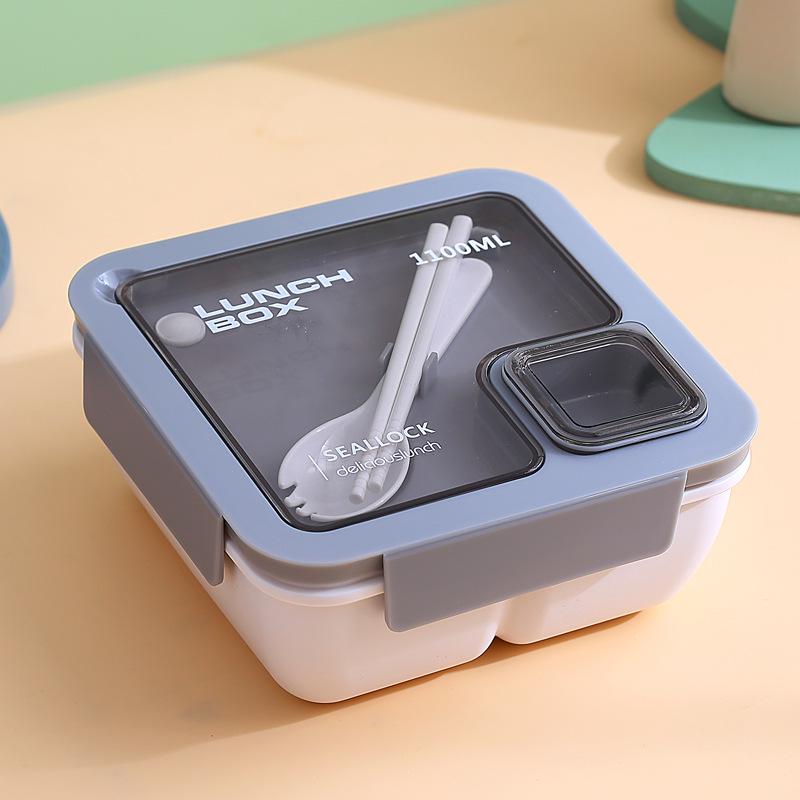 Portable Japanese Single-Layer Lunch Box - Microwave Safe, Sealed, with Compartments for Students or Salads
