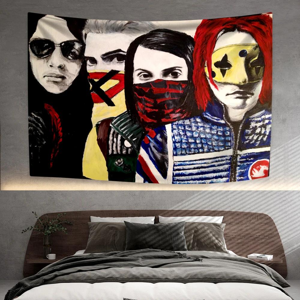 Панк Музыка Группа Гобелен My Chemical Romances Украшение для дома Спальня Общежитие Настенный Декор Фоновая ткань Концертный Декор