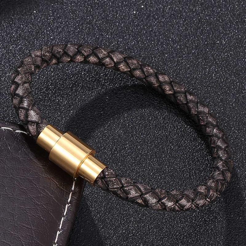 Модный браслет из натуральной плетеной кожи, мужской браслет для женщин, ювелирные изделия, кожаный браслет с застежками