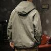 Мужской плащ однотонный длинный рукав полумолния капюшон куртка с карманами на молнии свободный