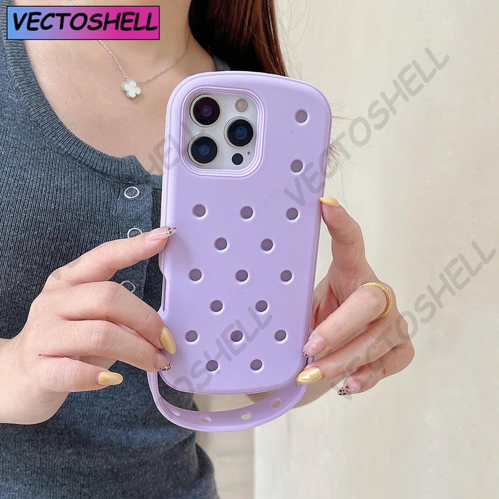 Для Crocs Подвески DIY Держатель для браслета Чехол для телефона Для iPhone 17 16 15 14 Pro Max Air 13 Однотонный Мягкий Силиконовый Задний Чехол
