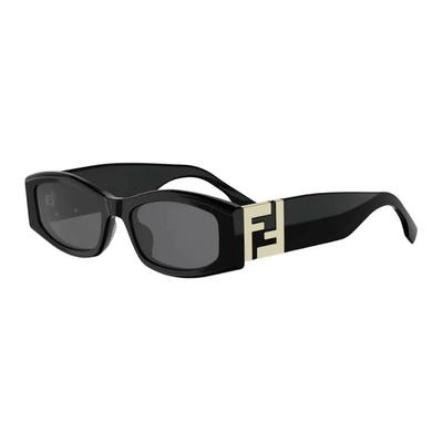 Fendi Логотип Рука Прямоугольные Солнцезащитные Очки Унисекс Солнцезащитные Очки Глянцево-Черные FE40204I_01A