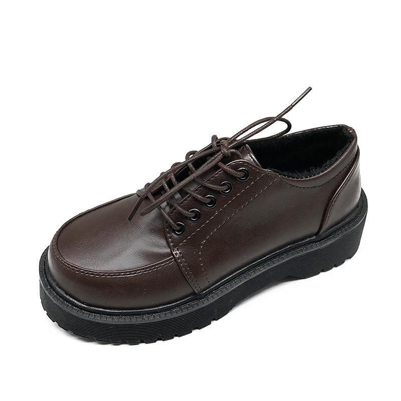 Винтажные туфли на платформе, туфли-оксфорды, осенние винтажные коричневые туфли из искусственной кожи на шнуровке, женские модные туфли-лоферы, черные туфли-оксфорды
